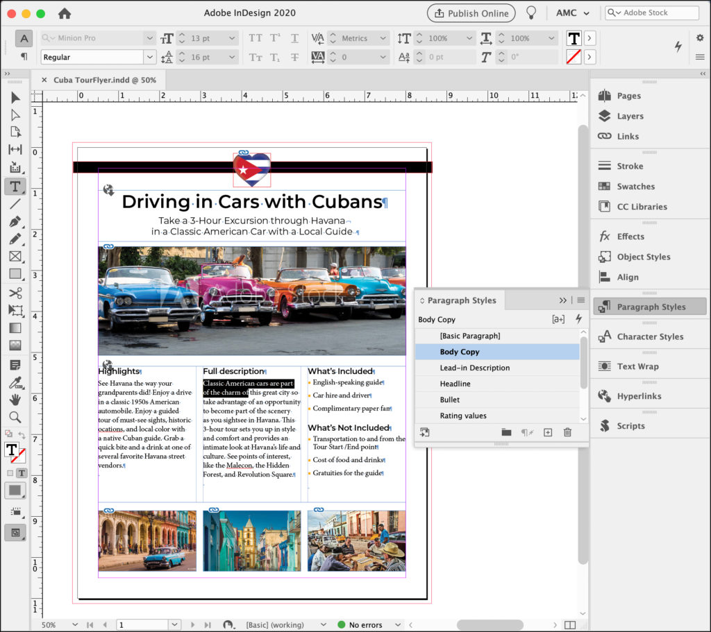 InDesign layout